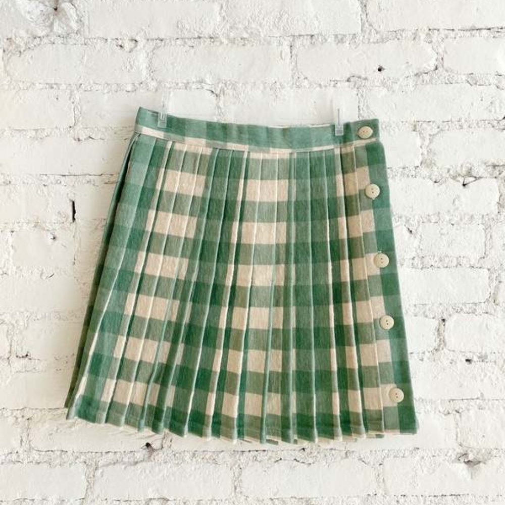 Lisa Says Gah Rory mini skirt in green plaid size small gorgeous